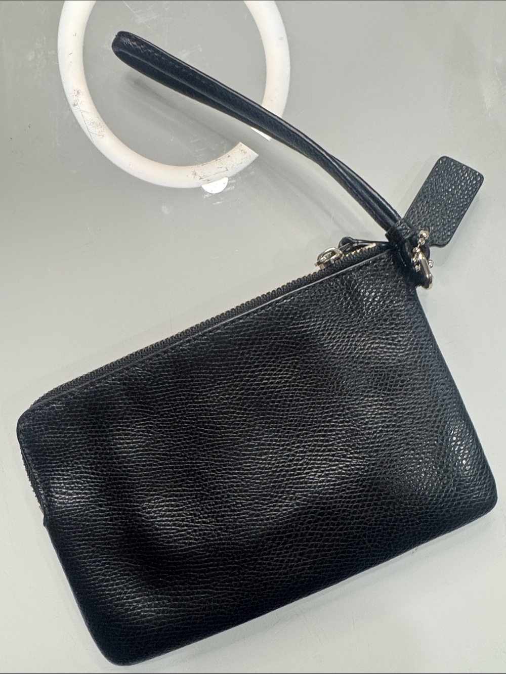 Coach Black Leather Wristlet with Gold Logo - Picture 5 of 9